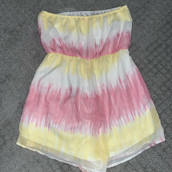 Pink Lily Tie Dye Strapless Romper - Picture 2 of 3